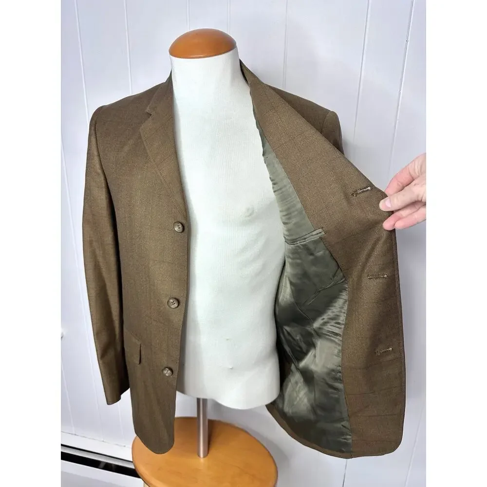 Vintage 70s-80s Anderson Little Brown Windowpane Checkered Blazer Mens 37R Union